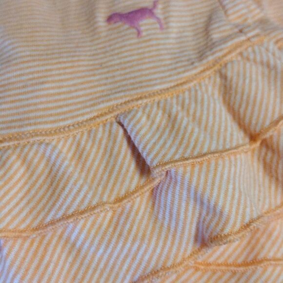 PINK VS VTG 90s Tangerine Striped Embroidery Dog Babydoll Dress Medium - Picture 4 of 15